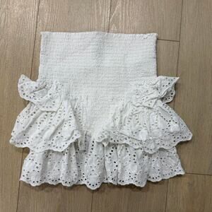 White linen ruffle skirt